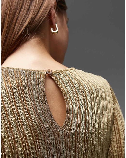 & Other Stories Gray Knitted Ribbed Glitter Mini Dress
