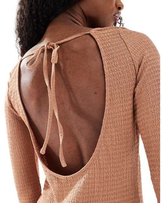 Vero Moda Brown Textured Bell Sleeve Maxi Dress