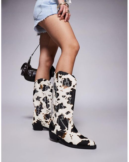 Public Desire White Koiboi Western Ankle Boots