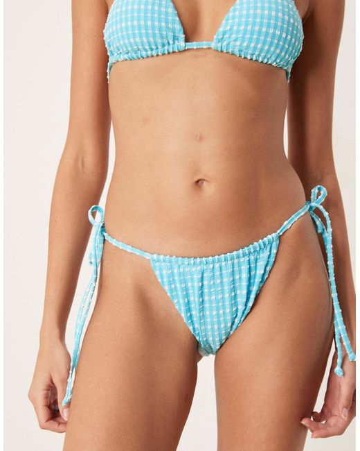 Dippin' Daisy's Blue Dippin Daisys Exclusive Mix And Match Gingham Tie Side Bikini Bottom