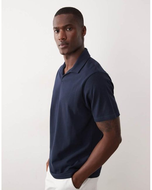 ASOS Blue Heavyweight Regular Fit Notch Polo for men