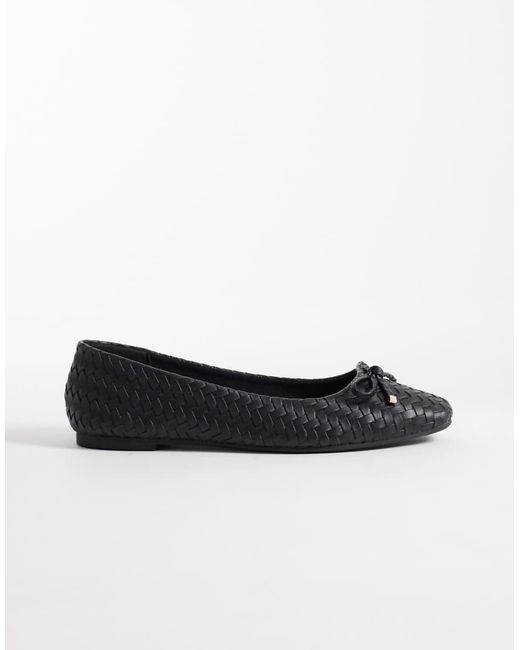 New Look White Faux Leather Woven Ballet Flat