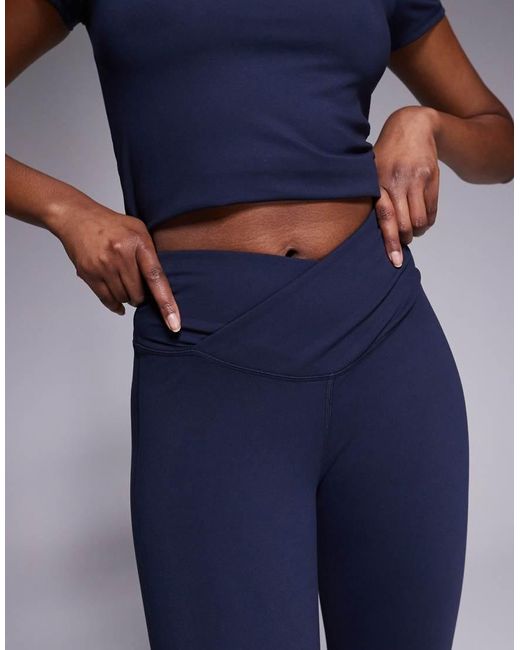 4505 Blue Tall Icon Soft Touch Wrap Waist Yoga Legging