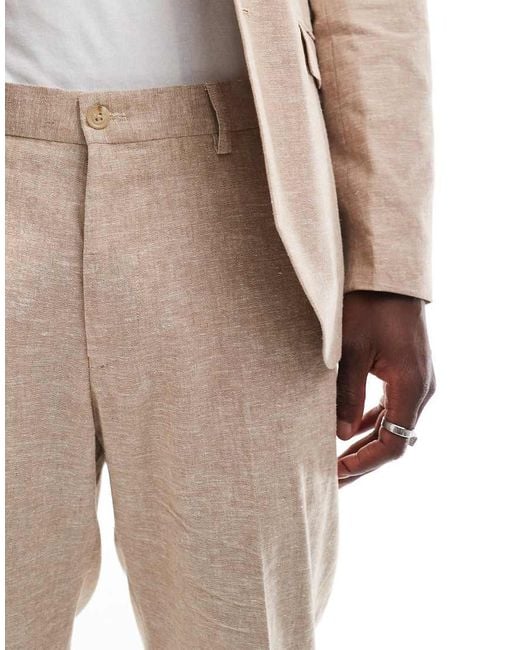 Jack & Jones Natural Premium Linen Mix Slim Fit Trouser for men