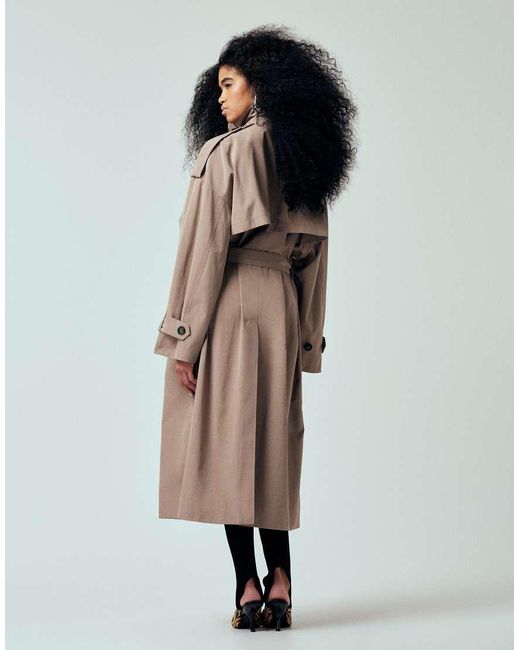 ASOS Natural Oversized Belted Maxi Trench Coat