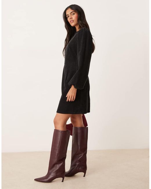 Nobody's Child Black peggy Balloon Sleeve Corduroy Mini Dress