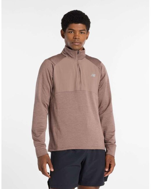 New Balance Green Athletics Heat Grid 1/2 Zip for men