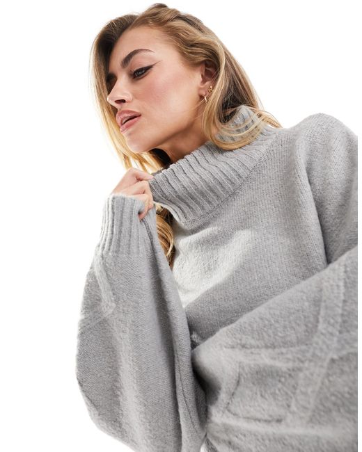 NA-KD Gray Knitted Jumper With Arm Detail