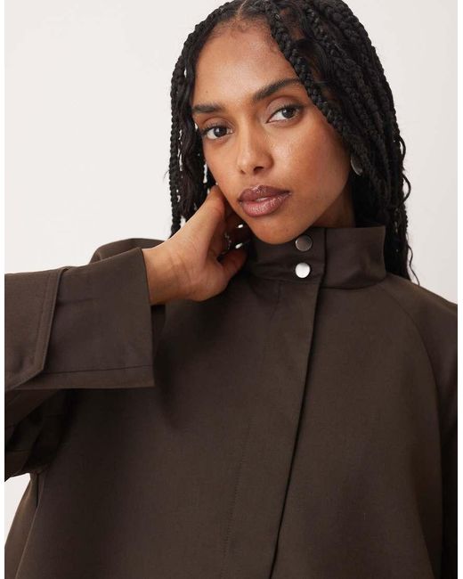 ASOS Brown Tailored Raglan Sleeve High Neck Swing Jacket