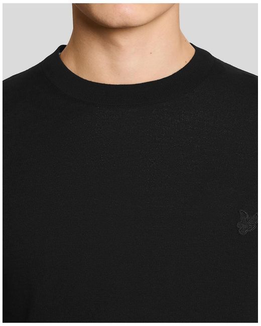 Lyle & Scott Black Tonal Superfine Crew Neck Jumper for men