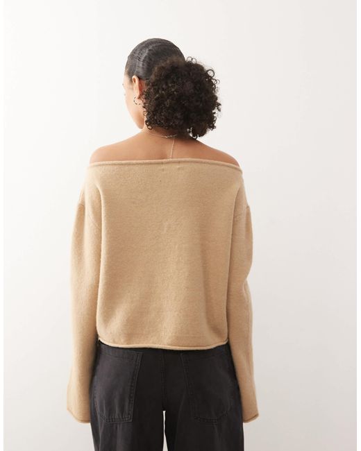 Monki Natural – schulterfreier strickpullover