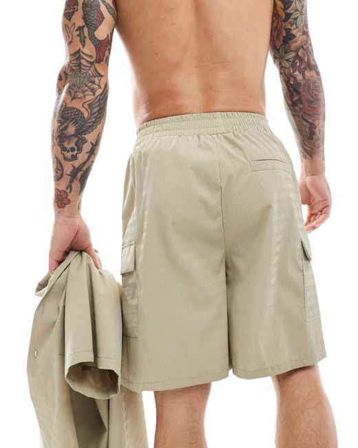 Sixth June – strukturierte cargo-shorts in Metallic für Herren