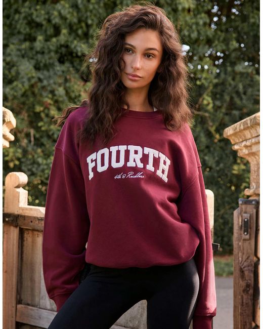 Sweat oversize à logo brodé - bordeaux 4th & Reckless en coloris Red