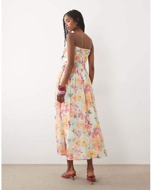 Nobody's Child Pink Alice Ruched Bandeau Midi Dress