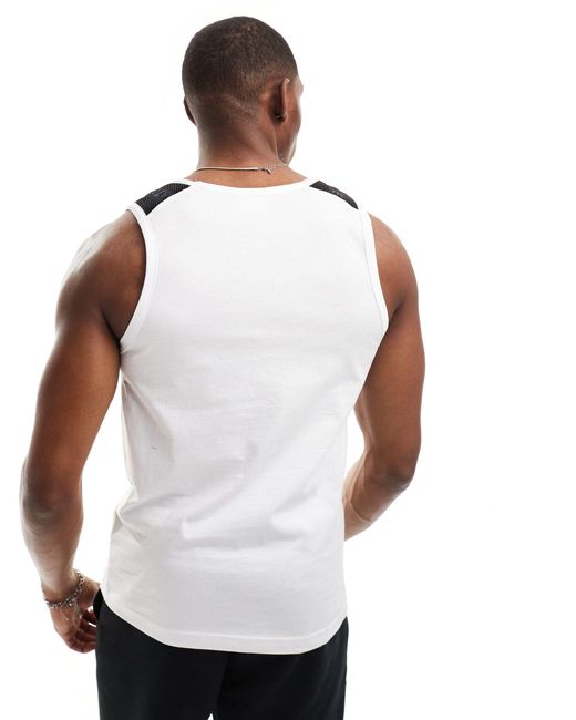 EA7 White Armani Centre Logo Contrast Taping Vest for men