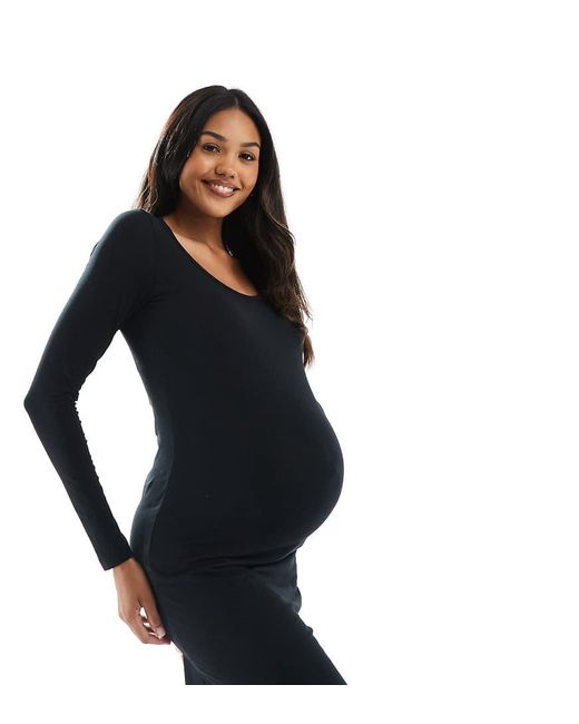 Mama.licious Black Mamalicious Maternity Long Sleeve Jersey Mini Dress