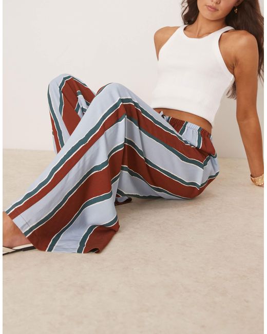ASOS Multicolor – hose aus leinenmix mit en breiten streifen und elastischem bund