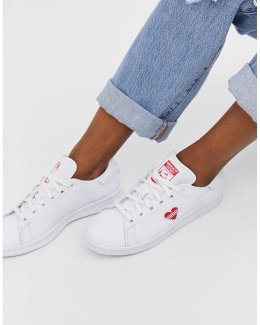 Zapatillas de deporte con corazón rojo Stan Smith adidas Originals de Cuero  de color Blanco | Lyst