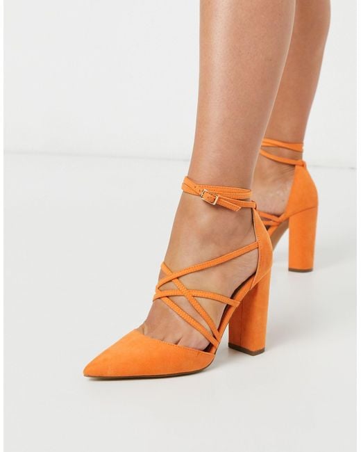 Pick me up - scarpe con tacco largo allacciate arancioni di ASOS in Orange
