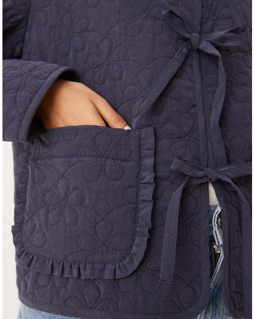 Nobody's Child Blue Tie-front Quilted Jacket