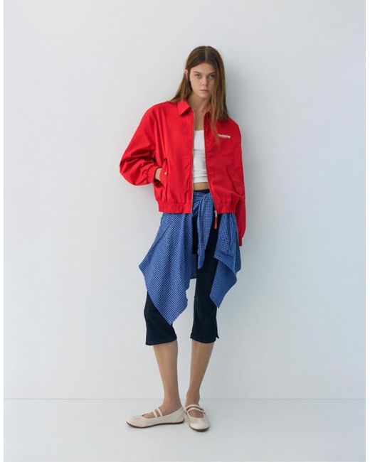 Pull&Bear Red Embroide Jacket