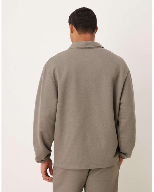 ASOS Brown Oversized Revere Pique Polo for men