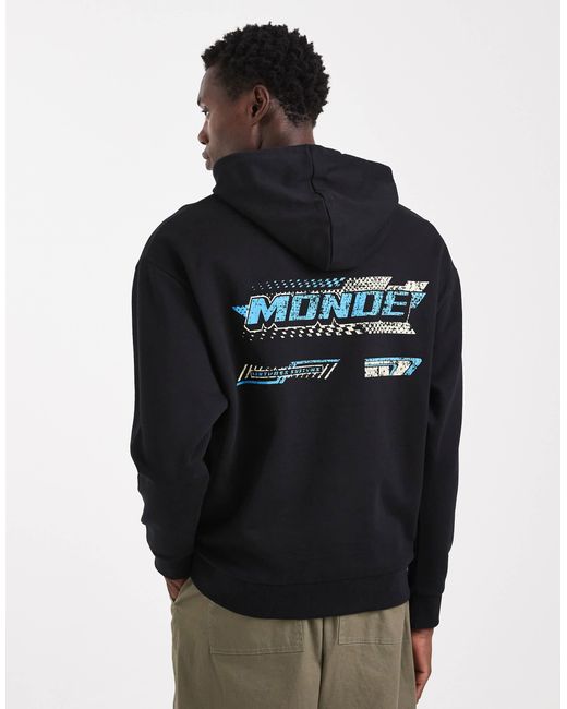 Sweat à capuche décontracté avec imprimé course effet craquelé ASOS pour homme en coloris Black