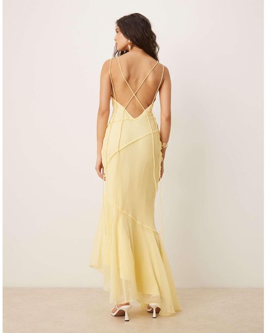 ASOS Natural Soft Cowl Neck Strappy Back Maxi Dress With Seam Detail
