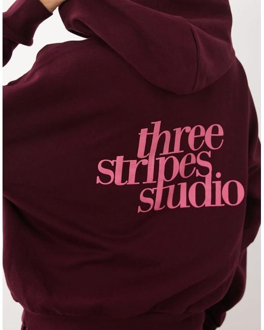 Adidas Originals Red Adidas Sportswear Three Stripes Studios Hoodie