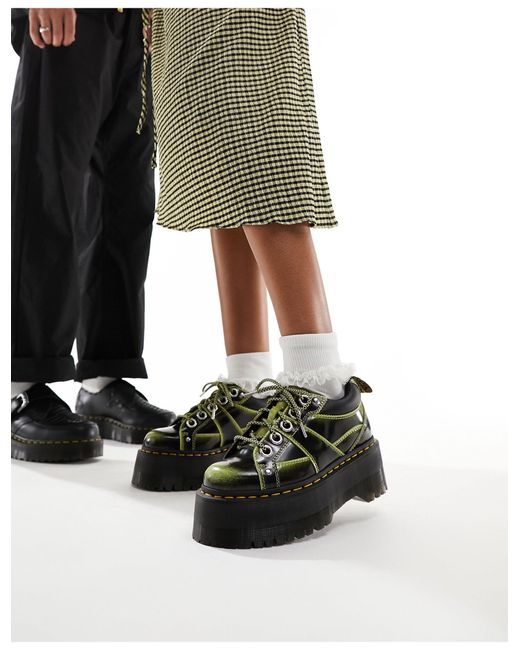 Dr. martens - quad max - chaussures avec 5 paires d'œillets - déteint Dr. Martens en coloris Green