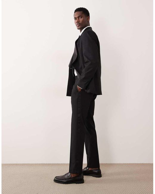 ASOS Black Slim Suit Trouser With Tonal Micro Checkerboard Weave for men