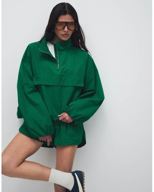 ASOS Green Oversized Paper Touch Track Jacket