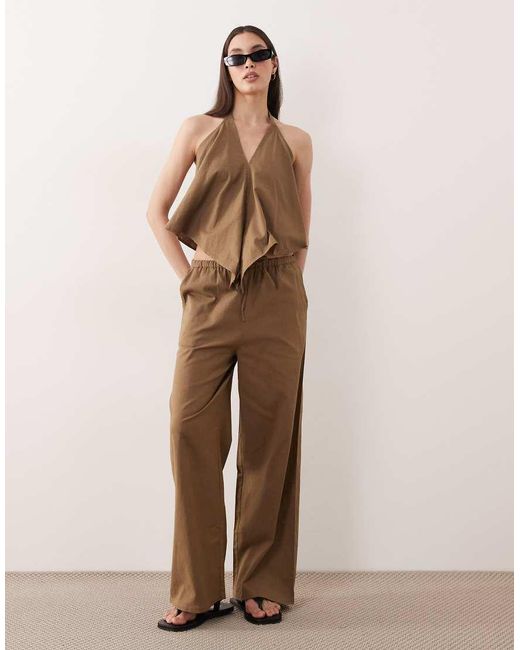 esmé studios Brown Esmee Halter Beach Crop Top