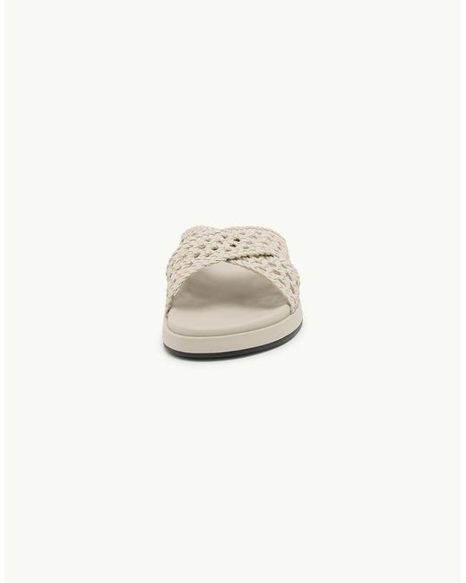 Nobody's Child White Real Leather Woven Cross Strap Sliders