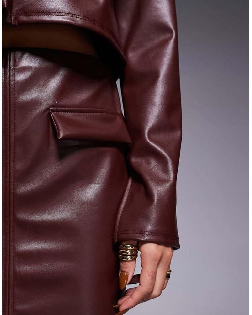 ASOS Purple Co-ord Leather Look Pocket Detail Mini Skirt