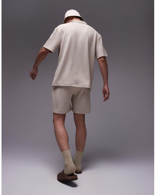 Topman Gray Oversized Fit Jersey Short With Crinkle Plisse Texture for men