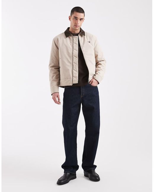 Fred Perry Natural Oversized Jacket With Cord Contrast Collar for men