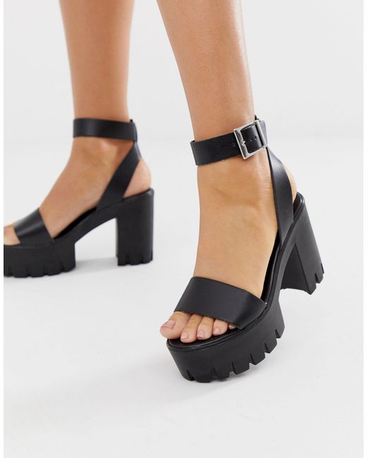 ASOS Black Noticeable Chunky Platform Heeled Sandals