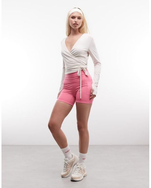 Adidas Originals Pink Three Stripes Studios Ballet Wrap Top And