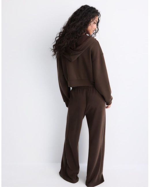 Stradivarius Brown Wide Leg Trousers With Seam Detail