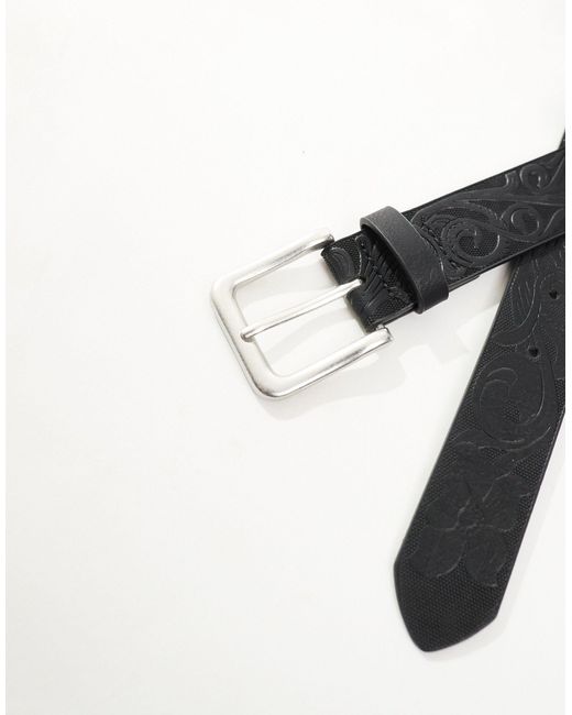 ASOS White Faux Leather Belt With Embossing for men