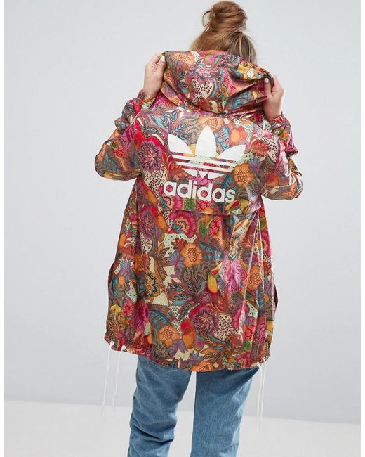 Adidas Multicolor Originals Farm Bright Floral Print Festival Windbreaker Jacket