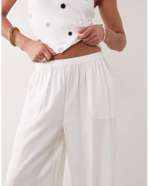 Mango White Teen Straight Pants