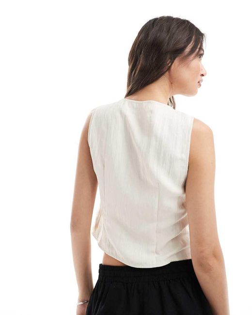 Stradivarius Black Crinkle Buttoned Vest Top