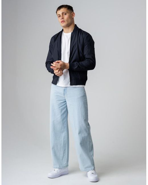 French Connection Blue Ma1 Technical Zip Bomber Jacket for men