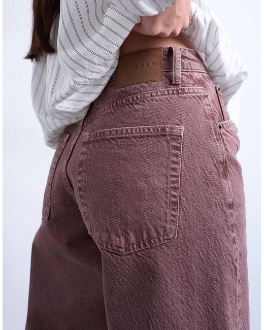 Barrel - jean bouffant à taille mi-haute - aubergine TOPSHOP en coloris White