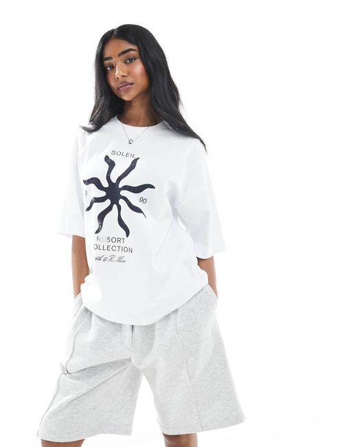 4th & Reckless White – oversize-t-shirt aus verwaschener baumwolle