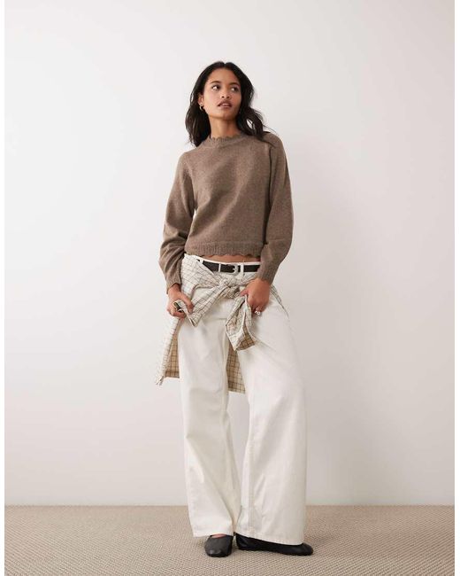 Vila Brown Scallop Trim Knitted Jumper