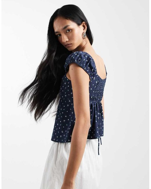 Cotton On Blue Tie Back Babydoll Blouse