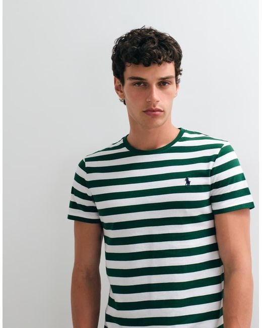 Polo Ralph Lauren White Striped Slim Fit T-shirt for men